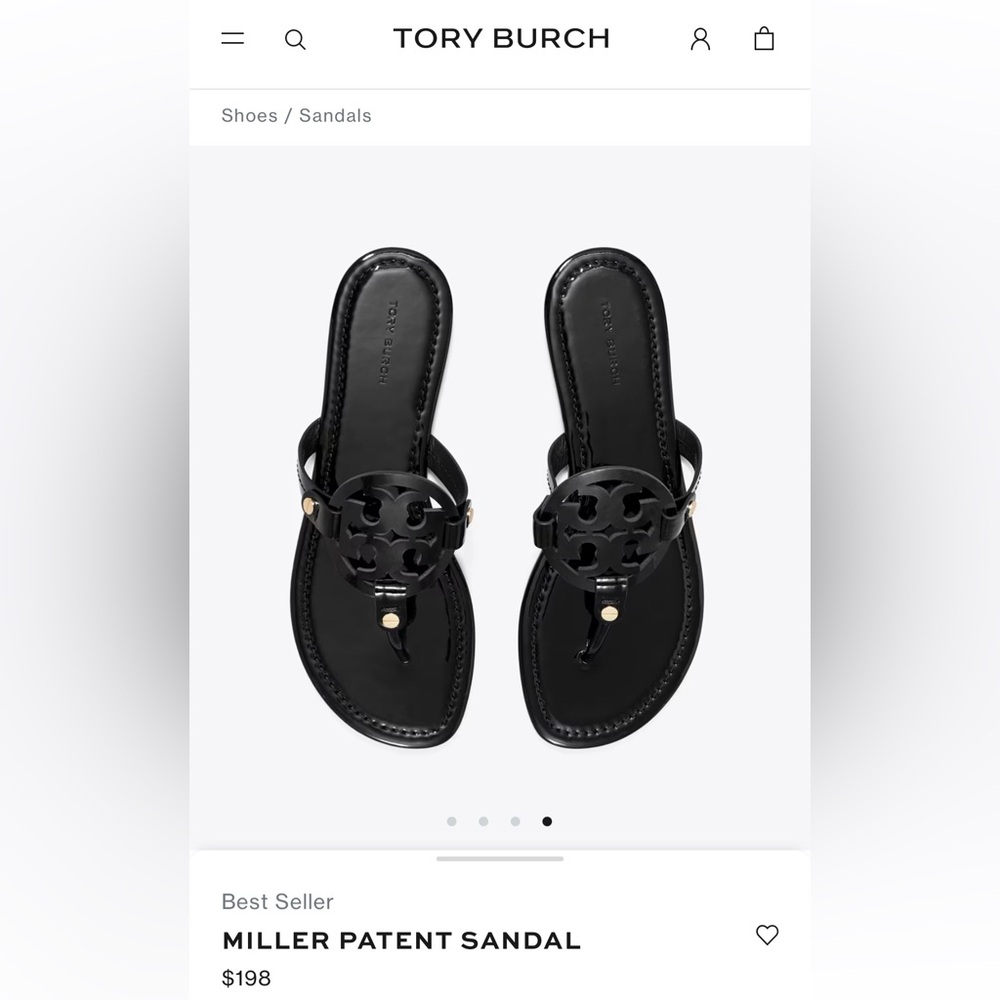 Tory Burch Miller Flip Flop Black Patent size 8.5